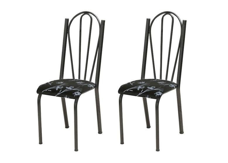 Imagem de Conjunto 6 Cadeiras América 021 Cromo Preto - Artefamol