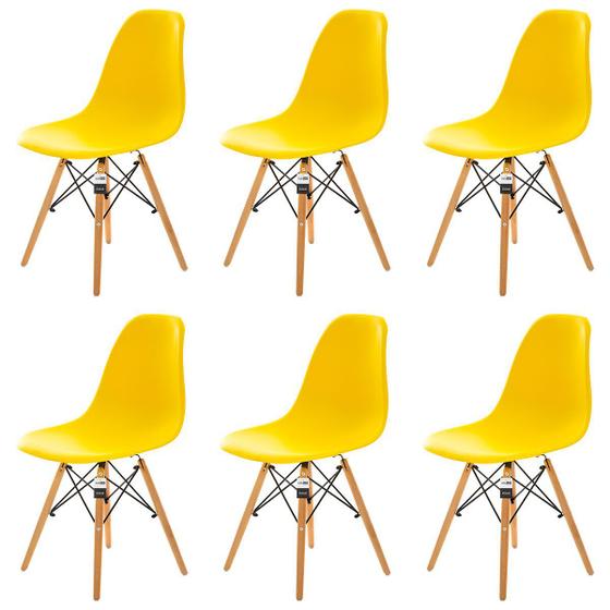 Imagem de Conjunto 6 Cadeiras Charles Eames Eiffel Amarela