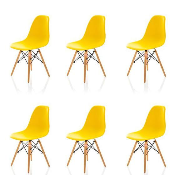 Conjunto 6 Cadeiras Charles Eames Eiffel DSW - Amarela - BRS Menor preço em Conjunto 6 Cadeiras Charles Eames Eiffel DSW - Amarela - BRS