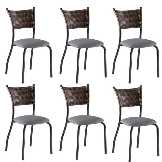 Conjunto 6 Cadeiras de Cozinha Pés Grafite MD05 Mais Decor Menor preço em Conjunto 6 Cadeiras de Cozinha Pés Grafite MD05 Mais Decor