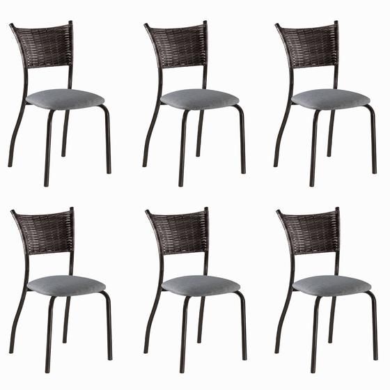 Imagem de Conjunto 6 Cadeiras de Jantar Pés Café MD05 Mais Decor