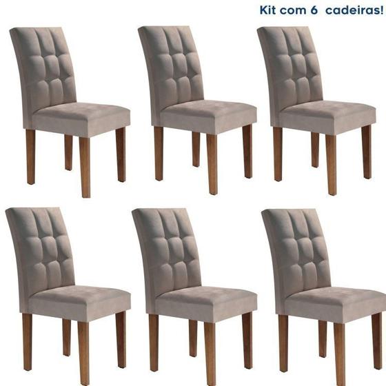 Imagem de Conjunto 6 Cadeiras Estofadas Hobby Chocolate/Cinza