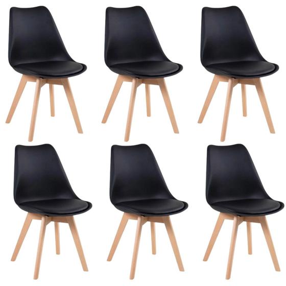 Conjunto 6 Cadeiras para Sala de Jantar Eames Leda Estofadas - Movescan Imagem de Conjunto 6 Cadeiras para Sala de Jantar Eames Leda Estofadas
