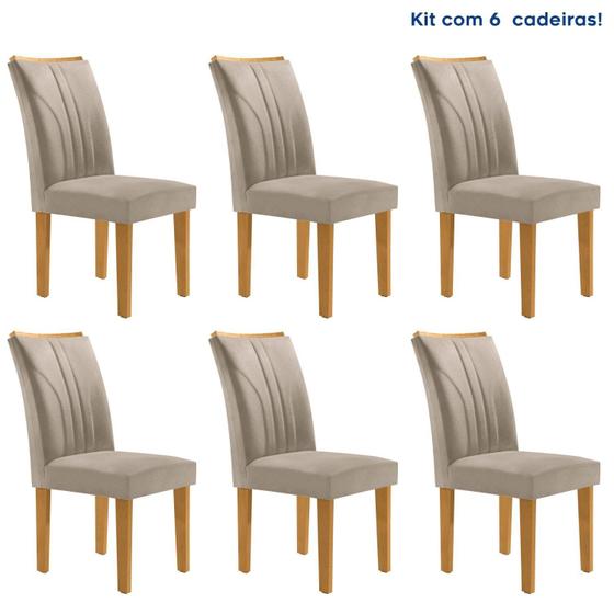 Imagem de Conjunto 6 Cadeiras para Sala de Jantar Laguna Espresso Móveis Cinamomo/Off White/Bege