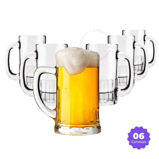 Imagem de Conjunto 6 Canecas Chopp Vidro 400ml Clink Ideal para Festas