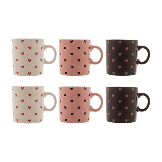 Conjunto 6 Canecas De Cerâmica Coração Wolff 240ml Menor preço em Conjunto 6 Canecas De Cerâmica Coração Wolff 240ml