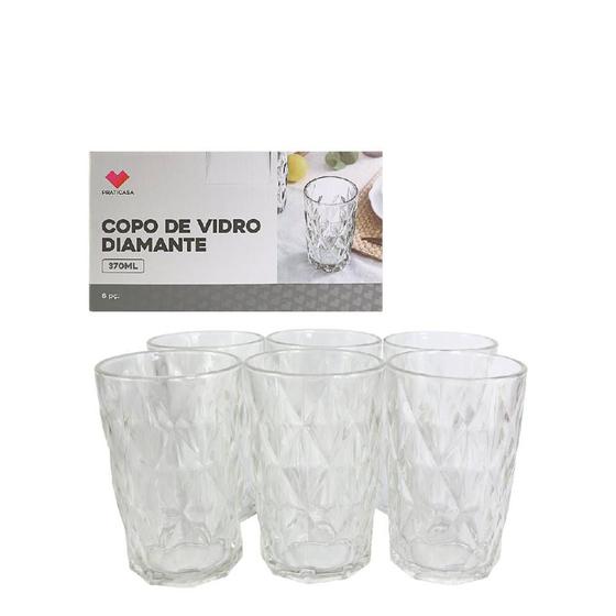 Imagem de Conjunto 6 Copos de Vidro Diamante 370ml