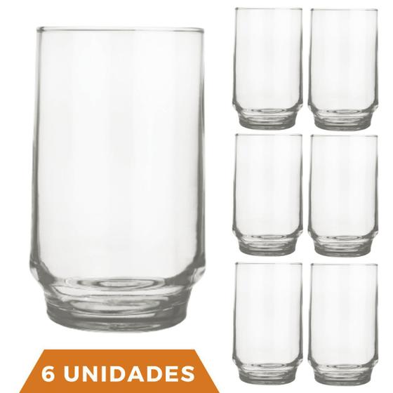 Imagem de Conjunto 6 Copos Vidro Transparente 300ml Lights Suco Nadir