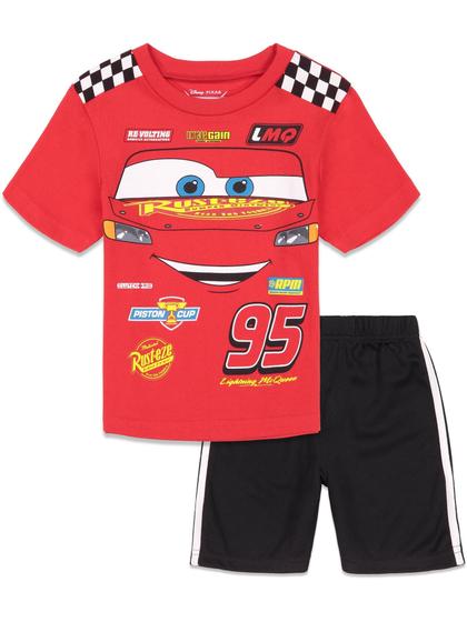 Imagem de Conjunto 6 de camisetas e shorts de malha Disney Cars Lightning McQueen