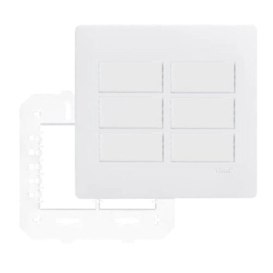 Imagem de Conjunto 6 Interruptor Simples Com Suporte 4x4 Branco Fame
