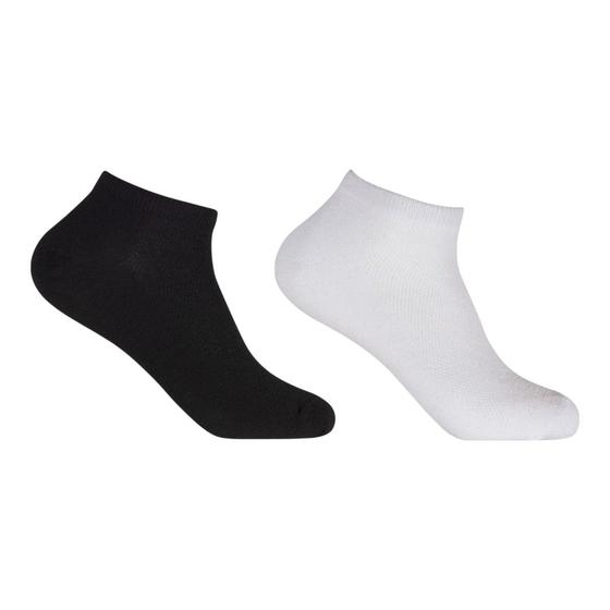 Imagem de Conjunto 6 Pares Meias Poliéster e Algodão Invisível Baixa Cano Curto Branco 33-38 Preto 39-43