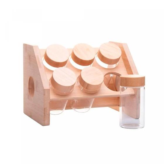 Imagem de Conjunto 6 Potes com Tampa de Rosca e Hack Bambu 120ml 20697 - Wolff