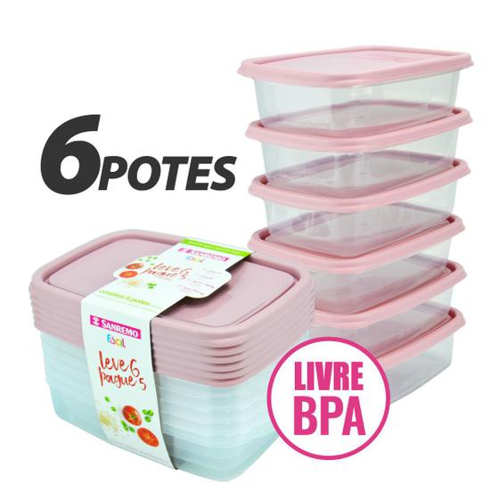 Conjunto 6 Potes Herméticos P/ Marmita Freezer 785ml Sanremo Menor preço em Conjunto 6 Potes Herméticos P/ Marmita Freezer 785ml Sanremo