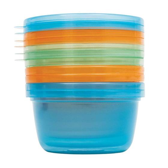 Imagem de Conjunto 6 Potes para Papinha com Tampa Colorido 250ml BPA Free Buba
