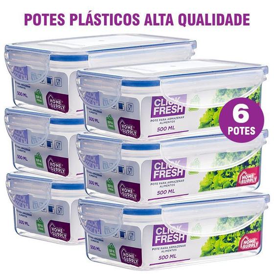 Conjunto 6 potes plasticos 100% hermeticos Click Fresh Menor preço em Conjunto 6 potes plasticos 100% hermeticos Click Fresh