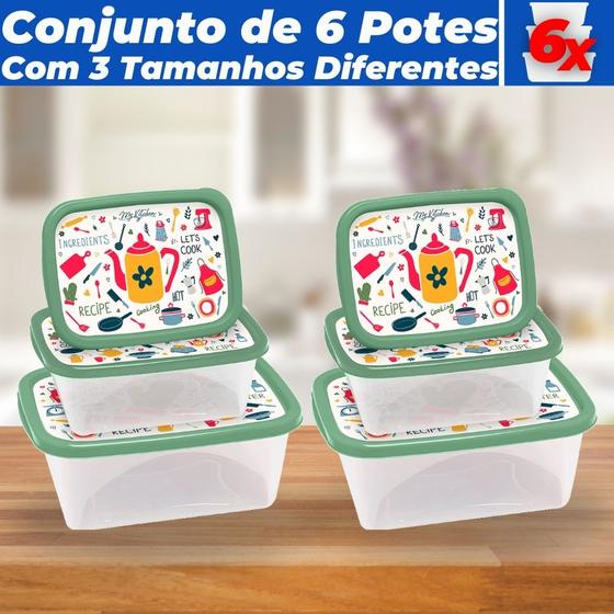 Imagem de Conjunto 6 Potes Plásticos Mantimento Freezer Jaguar PMG