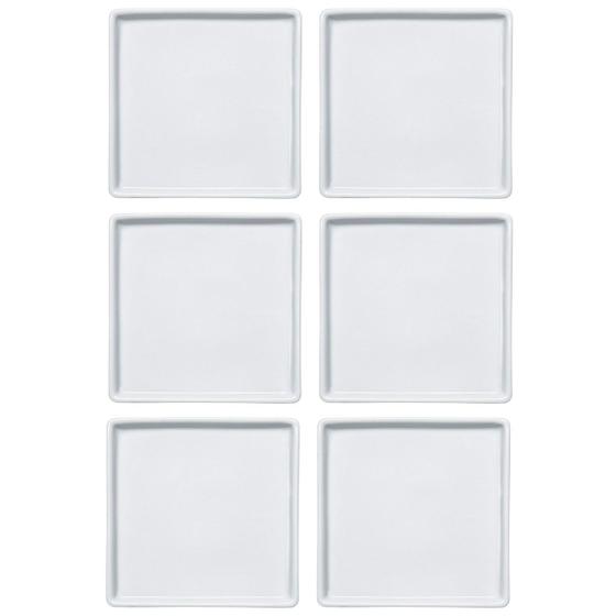 Conjunto 6 Pratos de Porcelana Branco Quadrados Rasos 16x16cm Americana Germer Menor preço em Conjunto 6 Pratos de Porcelana Branco Quadrados Rasos 16x16cm Americana Germer