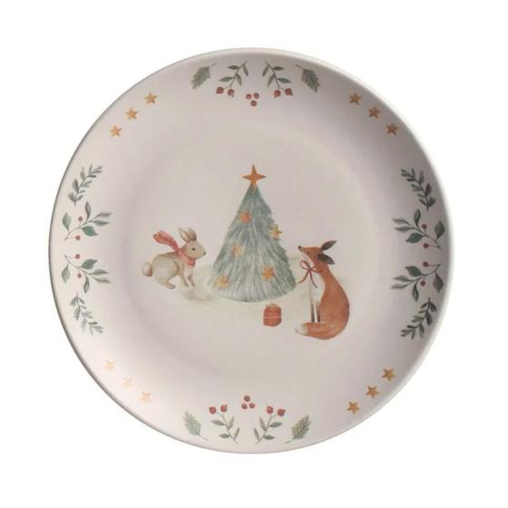 Imagem de Conjunto 6 Pratos de Sobremesa Lanche Stoneware Christmas Card 19,4cm Natal Porto Brasil