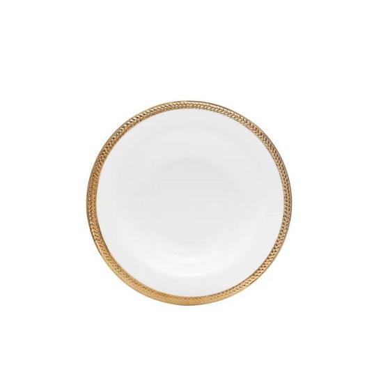 Imagem de Conjunto 6 Pratos Fundos de Porcelana Branco e Dourado Paddy Wolff 22cm