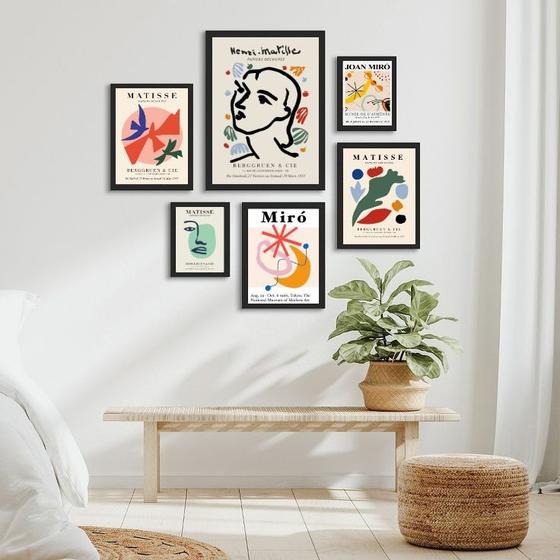 Imagem de Conjunto 6 Quadros Papiers Découpés Matisse e Miró - com vidro