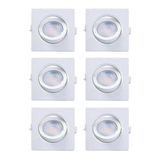 Imagem de Conjunto 6 Spot Led Quadrado Embutir Alltop 7w Branco Frio