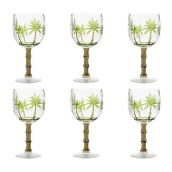 Imagem de Conjunto 6 Taças de Acrílico 450ml Palm Tree Verde - Rojemac