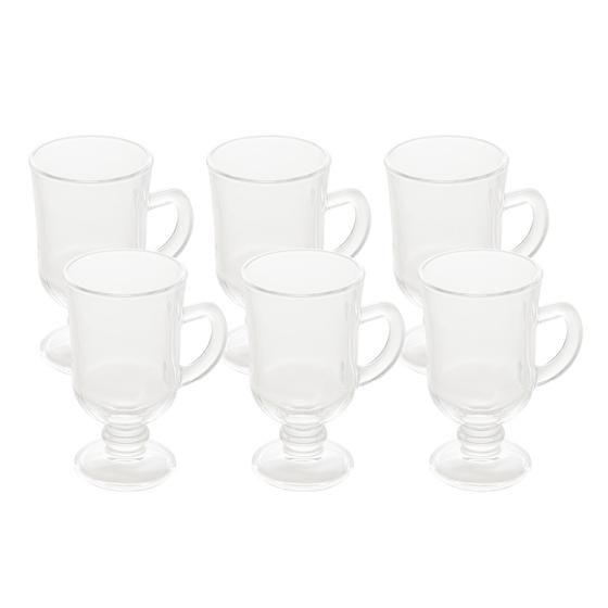 Imagem de Conjunto 6 Taças Para Cappuccino Com Alça Pé De Vidro 114ml