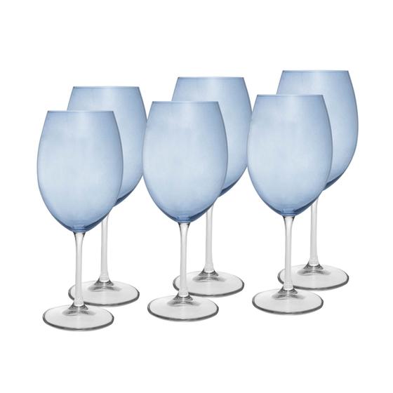 Imagem de Conjunto 6 Taças Vinho Cristal Ecológico Banquet Azul 580ml