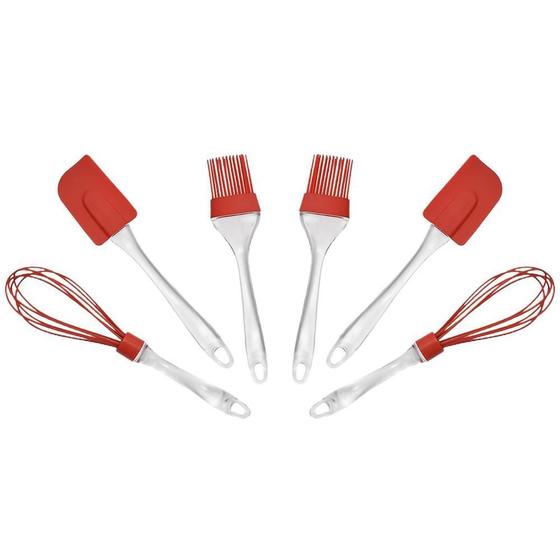 Imagem de Conjunto 6 Utensílios Silicone Acrílico Colher Batedor