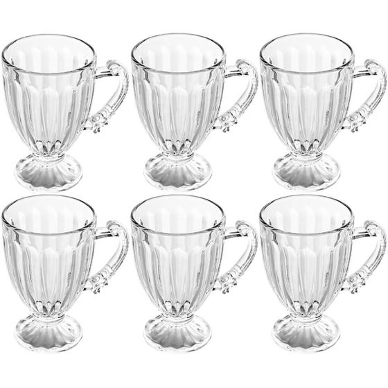 Imagem de Conjunto 6 Xícaras de Café 200ml com Pé e Alça Imperial Lyor Servir Chocolate Quente