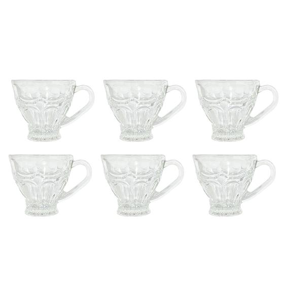 Imagem de Conjunto 6 Xícaras De Café Coffee Time Elegante 150ml Design Personalizado Desenhos Em Alto Relevo