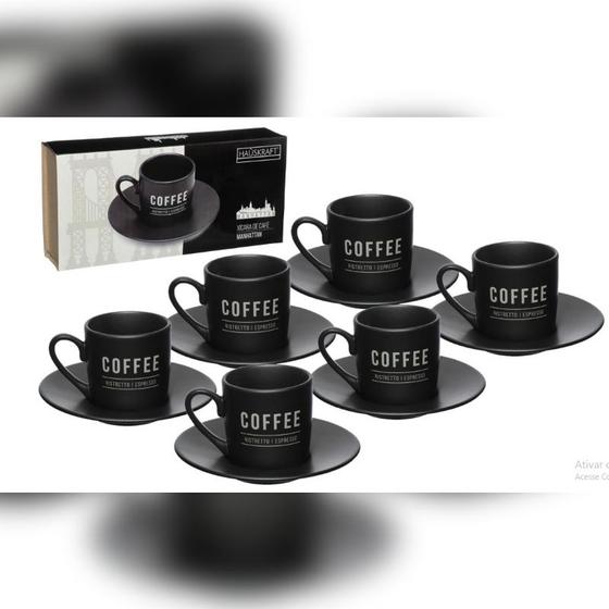 Imagem de Conjunto 6 Xícaras De Café Com Pires Em Porcelana 80ml