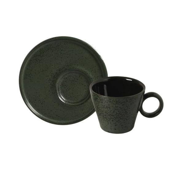 Imagem de Conjunto 6 Xícaras de Chá Café 210ml C/ Pires Neo Greenery Stoneware Porto Brasil