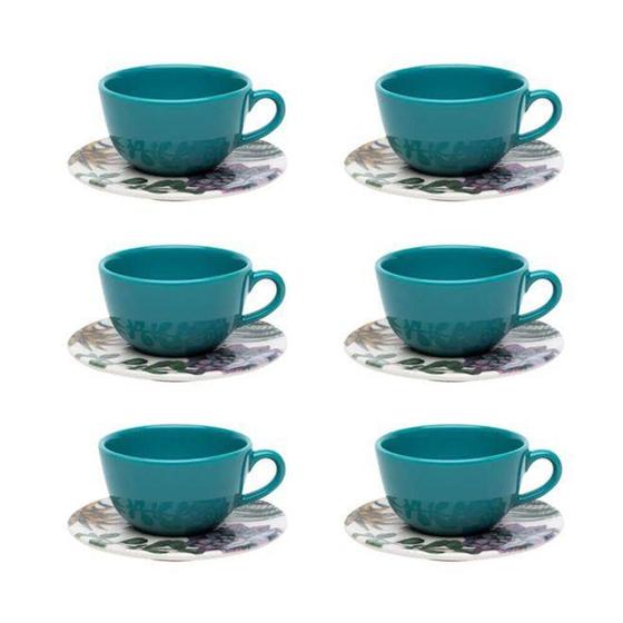 Imagem de Conjunto 6 Xícaras De Chá Com Pires Oxford Cerâmica Unni Bothanica
