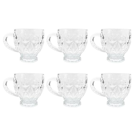 Imagem de Conjunto 6 Xícaras De Cristal Decoração Cantinho Do Café Chá 160ml/190ml/200ml Design Clássico
