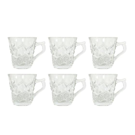 Imagem de Conjunto 6 Xícaras Vidro Transparente 150ml Decoração Cantinho Do Café Chá Expresso Design Clássico