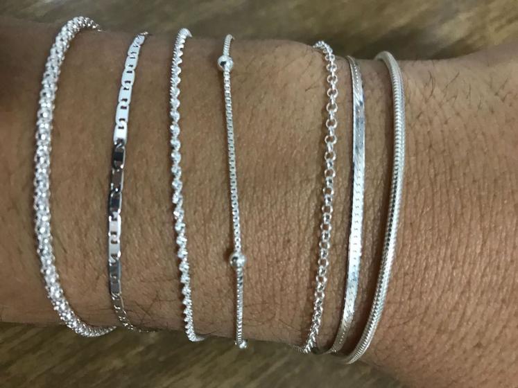 Imagem de Conjunto 7 Pulseira Feminina Prata Maciça 925