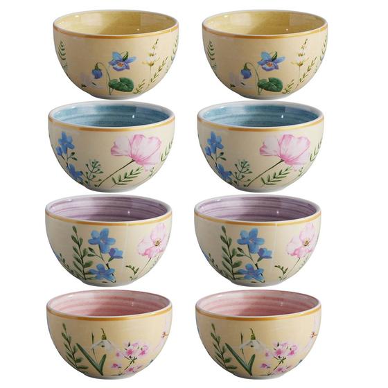 Imagem de Conjunto 8 Bowl Tigela Cerâmica 311ml Juliet Flor Colorido