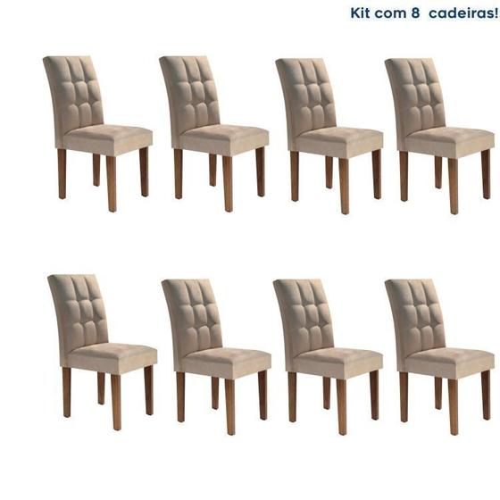 Imagem de Conjunto 8 Cadeiras Estofadas Hobby Chocolate/  Bege