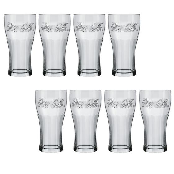 Imagem de Conjunto 8 Copo de Vidro 470ML Coca-Cola Transparente Nadir