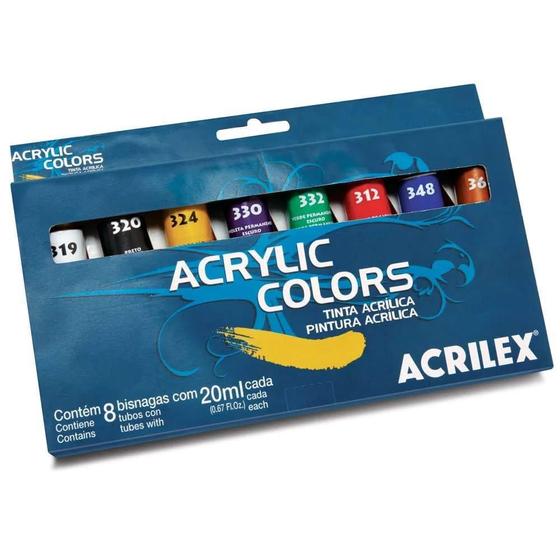 Imagem de Conjunto 8 Cores Tinta Acrílica Acrilex 20Ml