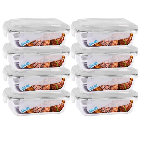 Imagem de Conjunto 8 Potes Vidro Hermético Click Glass marmita 370ml