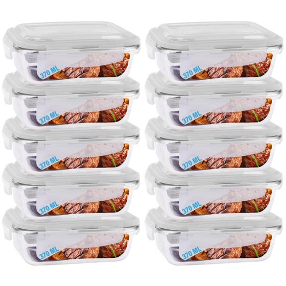 Imagem de Conjunto 8 Potes Vidro Hermético Hermetico marmita 370ml