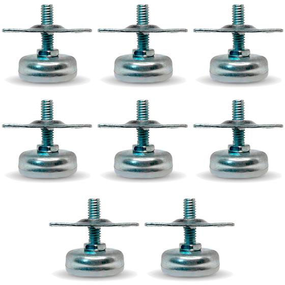 Imagem de Conjunto 8 Unidades Sapata Pé Niveladora 8mm Com Placa Regulavel de 2 até 4cm