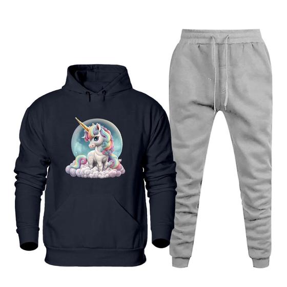 Imagem de Conjunto Abrigo Moletom Quentinho Plus Size Feminino Estampado Com Calça Basica Confortavel Macia