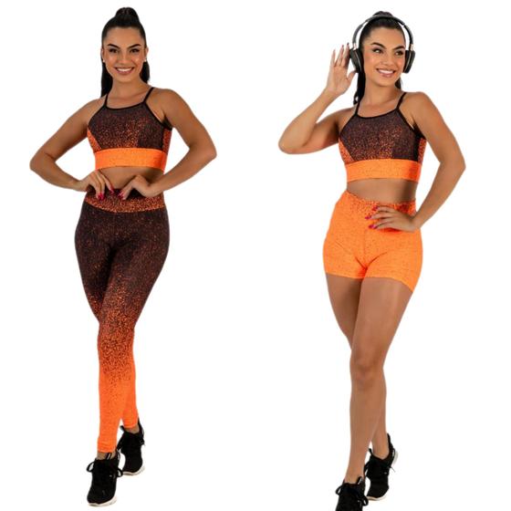 Imagem de Conjunto Academia 3 Peças (Top ,Legging e Short) Cintura Alta Fitness Feminino