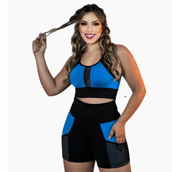 Imagem de Conjunto academia short ciclista + top Roupa fitness academia malhação