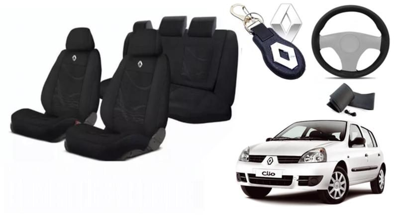 Imagem de Conjunto Aconchego Luxo Clio 1990-2012 + Volante + Chaveiro Tecido