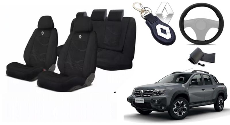 Imagem de Conjunto Aconchego Premium Oroch 2010-2017 + Volante + Chaveiro Tecido