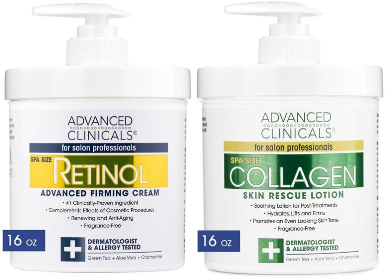Imagem de Conjunto Advanced Clinicals: Loção Corporal de Retinol + Creme de Colágeno (480ml)